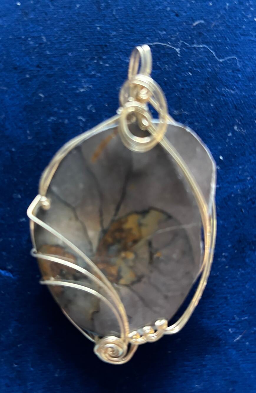 Septarian Nodule Stone Artisan Custom Made Wire Wrapped Pendant 3 x 2 New